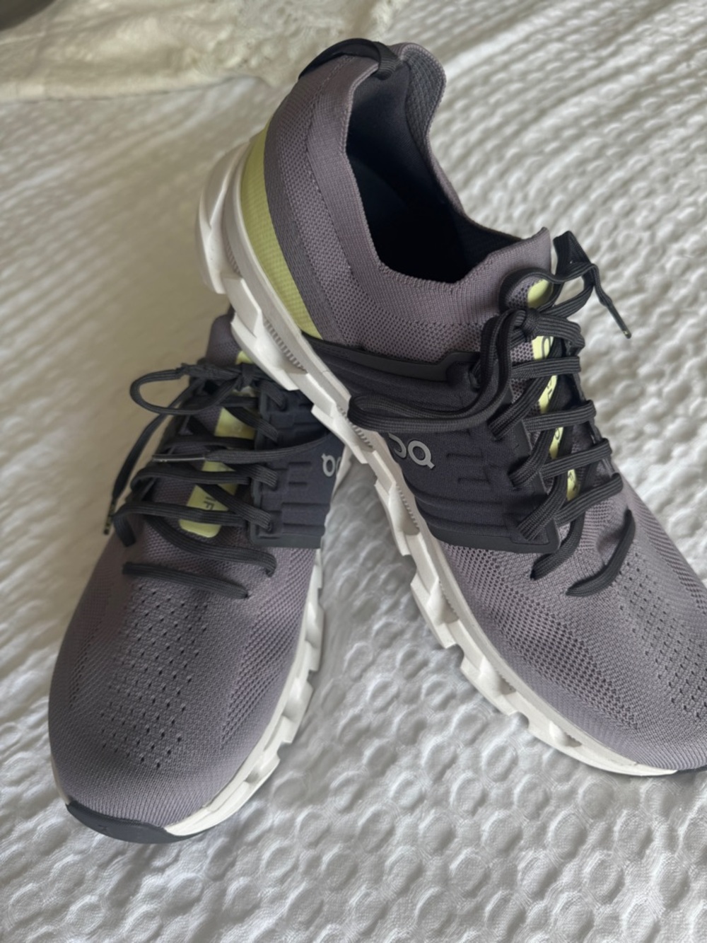 On Running Men’s Athletic Shoes in Gray with Lime Stripe